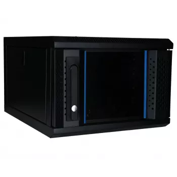 Armário de parede DSIT 4U 10 polegadas com porta de vidro de segurança, 370x450x264 mm, preto
