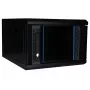 Armário de parede DSIT 4U 10 polegadas com porta de vidro de segurança, 370x450x264 mm, preto