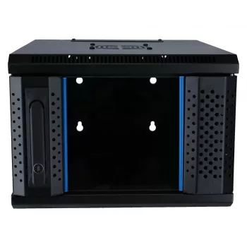 Armário de parede DSIT 4U 10 polegadas com porta de vidro de segurança, 370x450x264 mm, preto