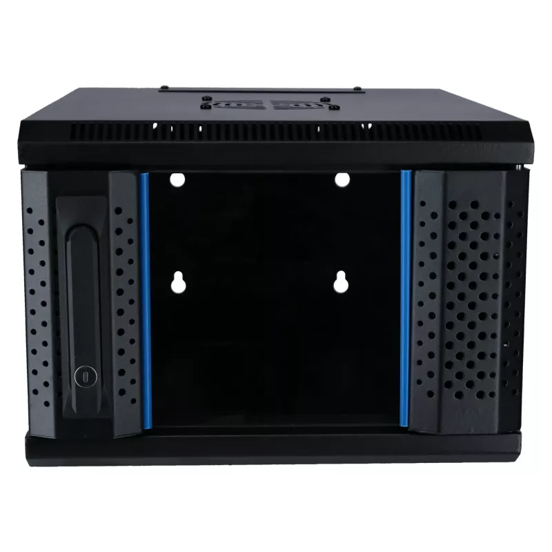 Armário de parede DSIT 4U 10 polegadas com porta de vidro de segurança, 370x450x264 mm, preto