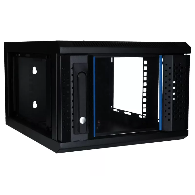 Armário de parede DSIT 4U 10 polegadas com porta de vidro de segurança, 370x450x264 mm, preto