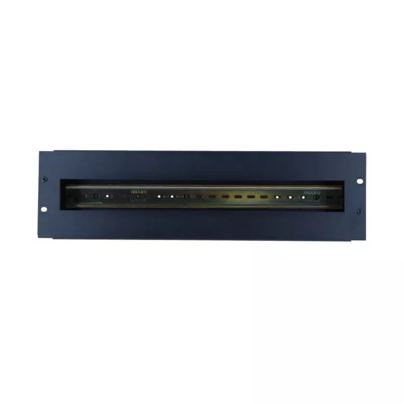 Quadro elétrico para calha DIN DSIT DS-DIN-4 3U 19 polegadas com calhas duplas, aço preto