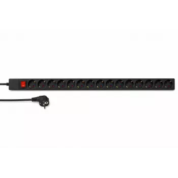 Unidade de distribuição de energia DSIT DS-15PDU vertical de 15 tomadas para rack, 230V 16A, tomadas Schuko, cabo de 2m, preto