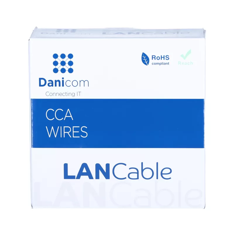 Rolo de cabo de rede DSIT CAT5e F/UTP 50m Solid Core CCA Cinzento (DC-FTP5CCA50S-GRY)