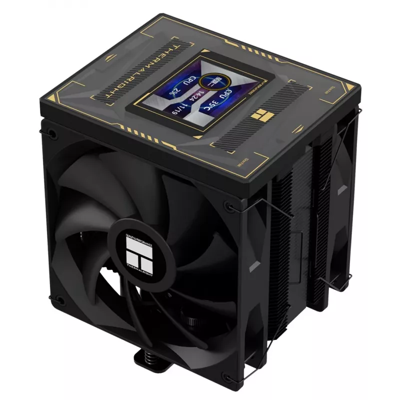 Arrefecedor de CPU a ar Thermalright Burst Assassin 120 Vision Black ARGB com ecrã TFT-LCD, 6 heatpipes, 220W TDP, ventoinha PWM de 120mm, Intel LGA1700/1200/115X/2011/2066, AMD AM5/AM4
