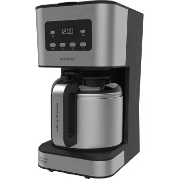 Máquina de café de filtro Cecotec Coffee 66 Drop & Thermo Time, jarra térmica de 1,2 l, 950 W, Aço inoxidável/Preto