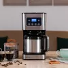 Máquina de café de filtro Cecotec Coffee 66 Drop & Thermo Time, jarra térmica de 1,2 l, 950 W, Aço inoxidável/Preto