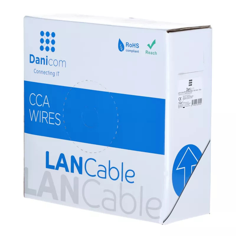 DSIT CAT6 cabo de rede U/UTP AWG 24/7 flexível 100 metros cinzento CCA