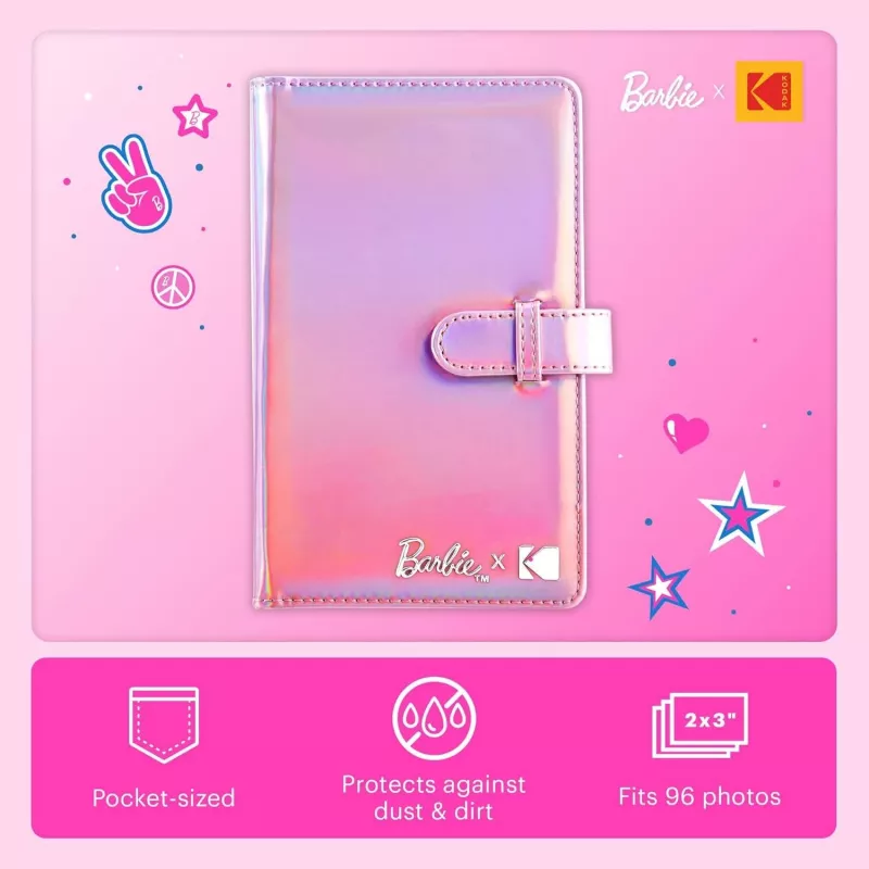 Kodak x Barbie mini-álbum de fotos para 96 fotos 2x3 polegadas, 16 páginas, rosa (RODB2X3AC)