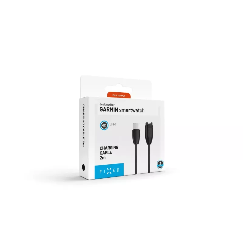 Cabo de carregamento FIXED USB-C para Garmin 2m preto - Forerunner Fenix Venu Vivoactive Instinct