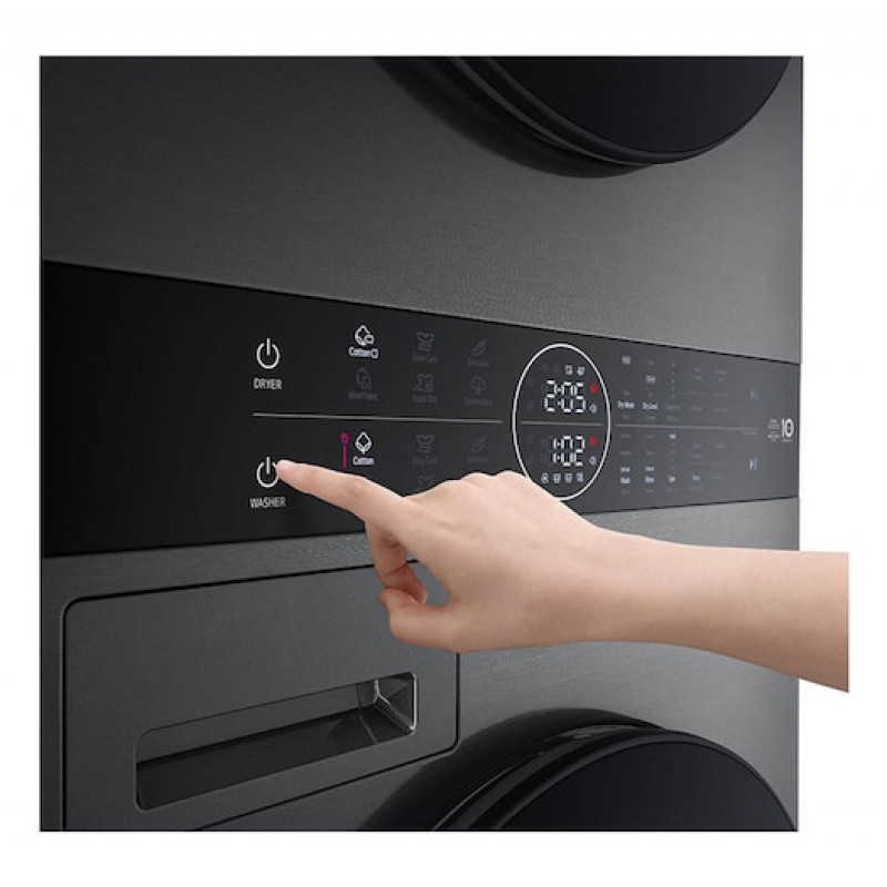 LG ELECTRONICS WashTower WT1210BBF (WiFi) 12kg/10kg máquina de lavar e secar combinada com AI DD™, Steam+ e ezDispense™ - Black Steel