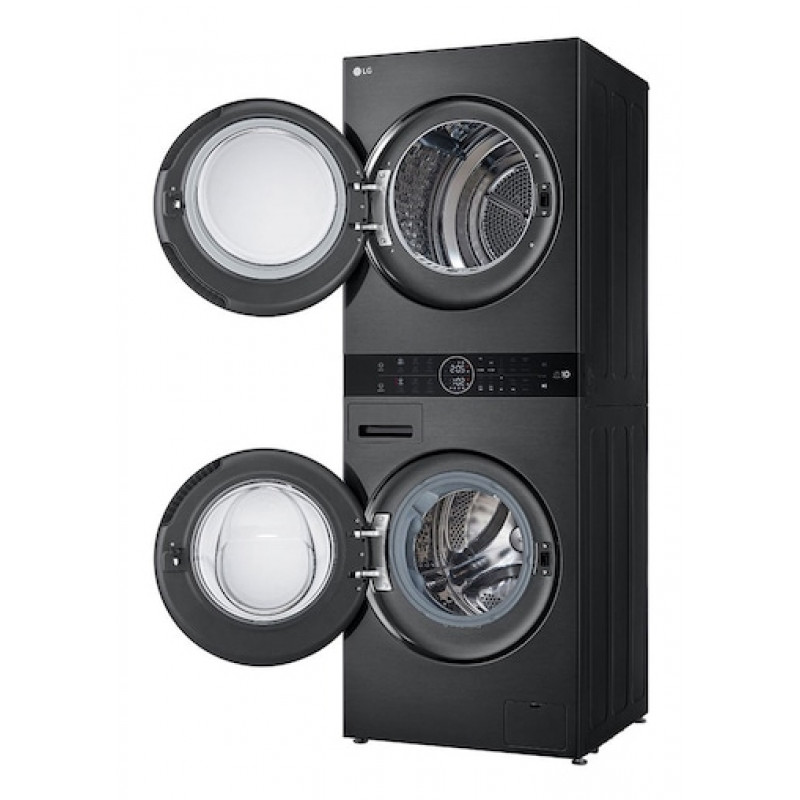LG ELECTRONICS WashTower WT1210BBF (WiFi) 12kg/10kg máquina de lavar e secar combinada com AI DD™, Steam+ e ezDispense™ - Black Steel