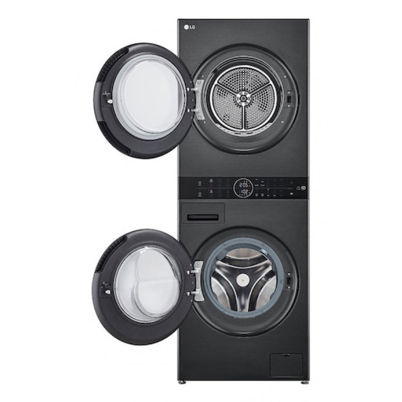 LG ELECTRONICS WashTower WT1210BBF (WiFi) 12kg/10kg máquina de lavar e secar combinada com AI DD™, Steam+ e ezDispense™ - Black Steel