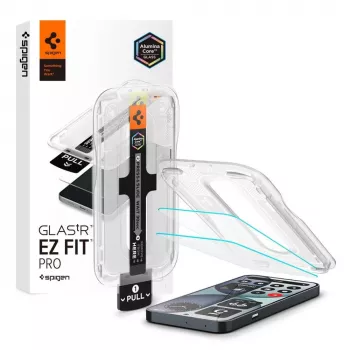 Película protetora de ecrã em vidro temperado Spigen GLAS.tR EZ Fit Pro AC HD para Nothing Phone (4a), pack de 2, transparente