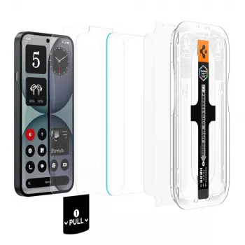 Película protetora de ecrã em vidro temperado Spigen GLAS.tR EZ Fit Pro AC HD para Nothing Phone (4a), pack de 2, transparente