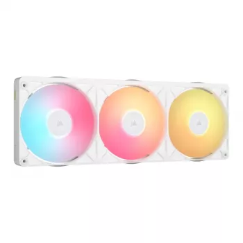Pack de três ventoinhas CORSAIR iCUE LINK RX360 II Unified Frame RGB branco 120mm PWM
