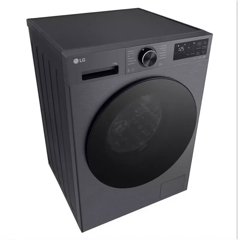 LG F4WX701YB 10,5 kg máquina de lavar de carregamento frontal com AI DD, vapor, Wi-Fi - Black Steel