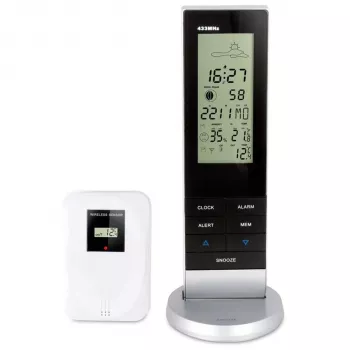 Estação meteorológica sem fios Alecto WS-1150 com sensor exterior, Preto/Prateado