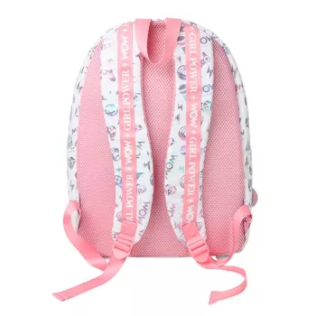 Mochila escolar grande A4 para menina KIDS Wow Holo Holographic Rosa com pompom - Wow00022