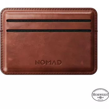 Porta-cartões Nomad em pele Horween Olde Dublin - Porta-cartões de pele minimalista e fino com bloqueio RFID, Castanho-escuro