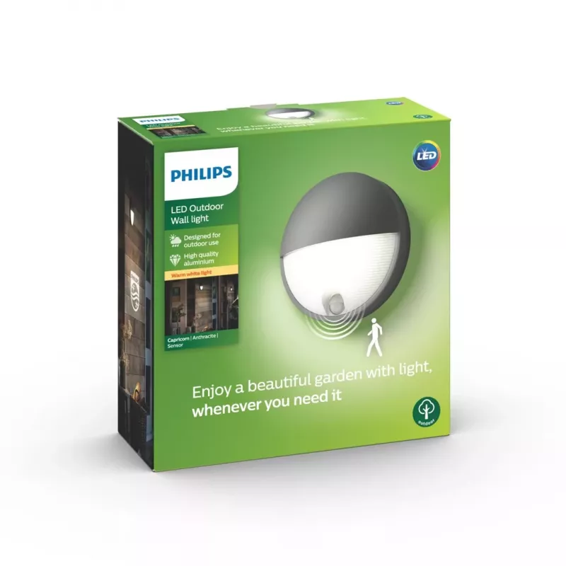 Candeeiro de parede exterior Philips Capricorn 1x6,5W LED Antracite IP44