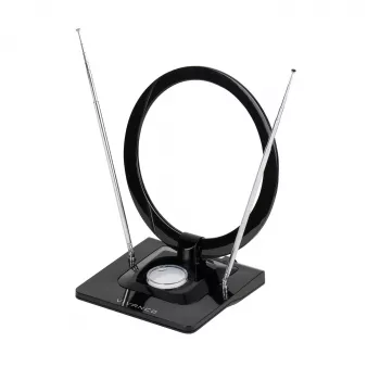 Vivanco VVTVANTSCIRCLE Antena interior DVB-T2/DAB+ antena plana com filtro 4G/5G, preto