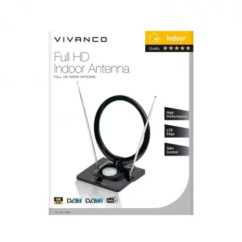 Vivanco VVTVANTSCIRCLE Antena interior DVB-T2/DAB+ antena plana com filtro 4G/5G, preto