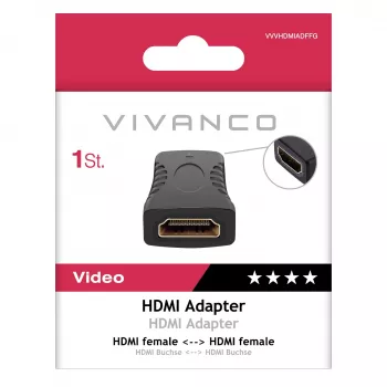 Vivanco VVVHDMIADFFG Adaptador de acoplamento HDMI fêmea a fêmea 4K 60Hz 18Gbps preto