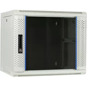 DSIT Armário de servidor de parede 9U com porta de vidro, branco, 600x450x500 mm