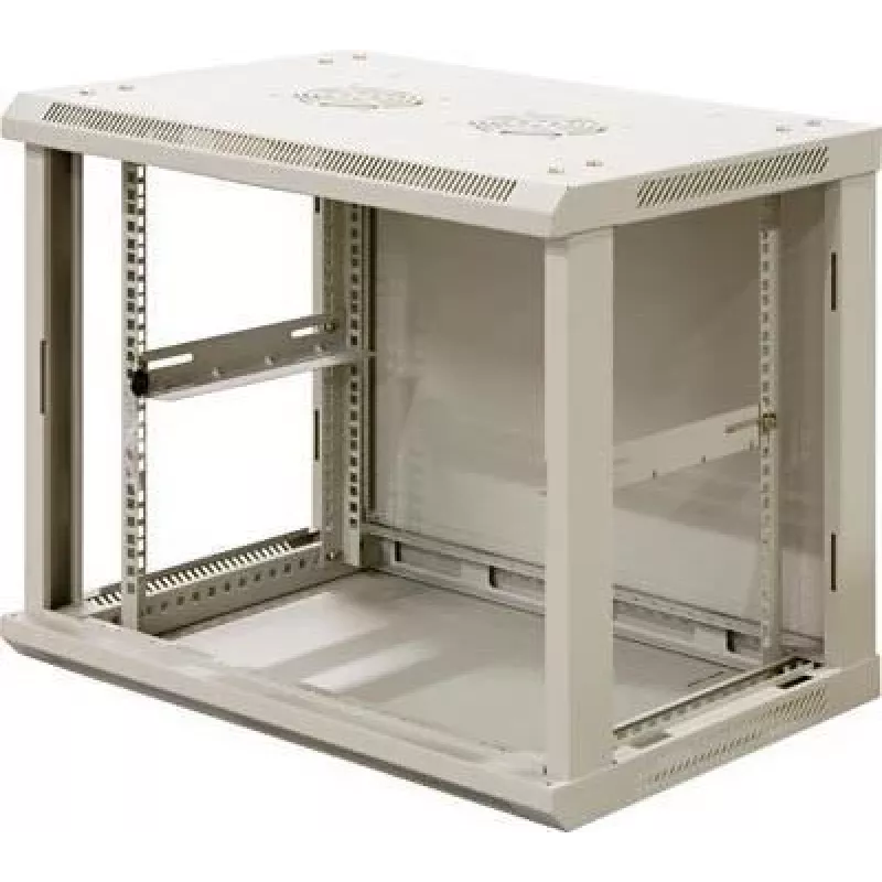 DSIT Armário de servidor de parede 9U com porta de vidro, branco, 600x450x500 mm