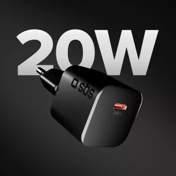 SBS Carregador de parede USB-C PD 20W preto
