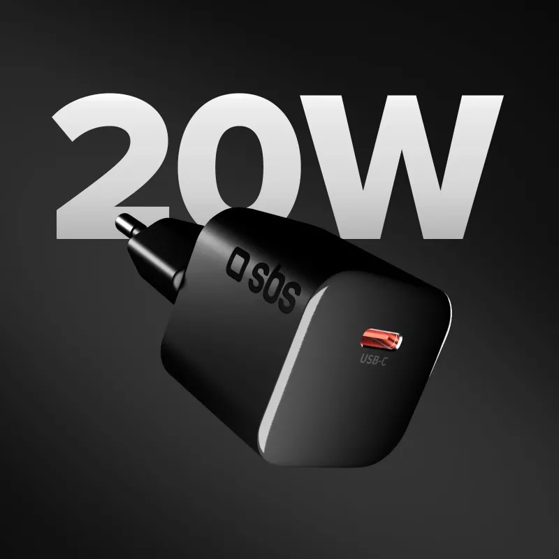 SBS Carregador de parede USB-C PD 20W preto