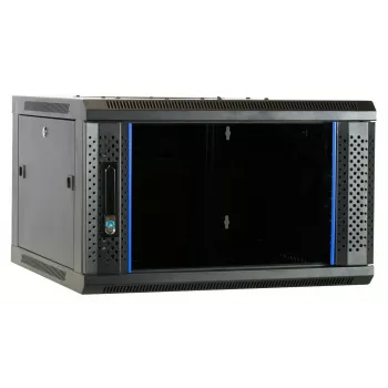 DSIT Armário de servidor de parede 6U com porta de vidro, 600 x 600 x 368 mm, preto