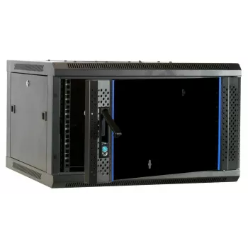 DSIT Armário de servidor de parede 6U com porta de vidro, 600 x 600 x 368 mm, preto