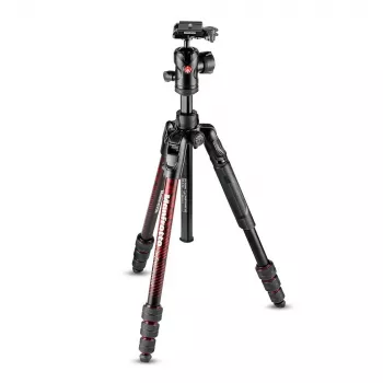 Tripé de viagem Manfrotto MKBFRTA4RD-BH Befree de alumínio de 4 secções com cabeça de esfera, vermelho