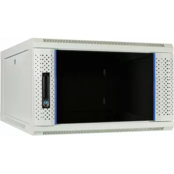 DSIT Armário de servidor de parede 6U com porta de vidro, branco, 600x600x368 mm