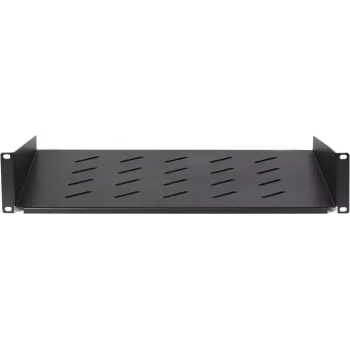 DSIT Prateleira fixa 2U para armários de parede de 450 mm de profundidade, 350 mm de profundidade, preto