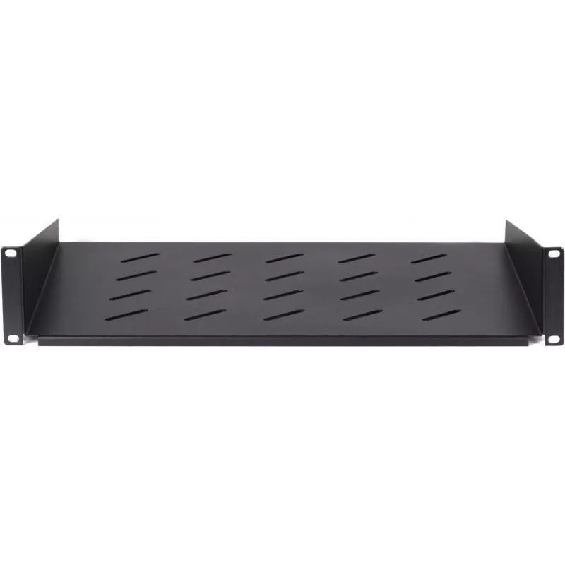 DSIT Prateleira fixa 2U para armários de parede de 450 mm de profundidade, 350 mm de profundidade, preto