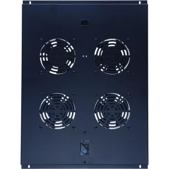 DSIT DS-FT80 Unidade de arrefecimento de rack de servidor com 4 ventoinhas e termostato para armários de 800 mm de profundidade, 1U, 230V, preto