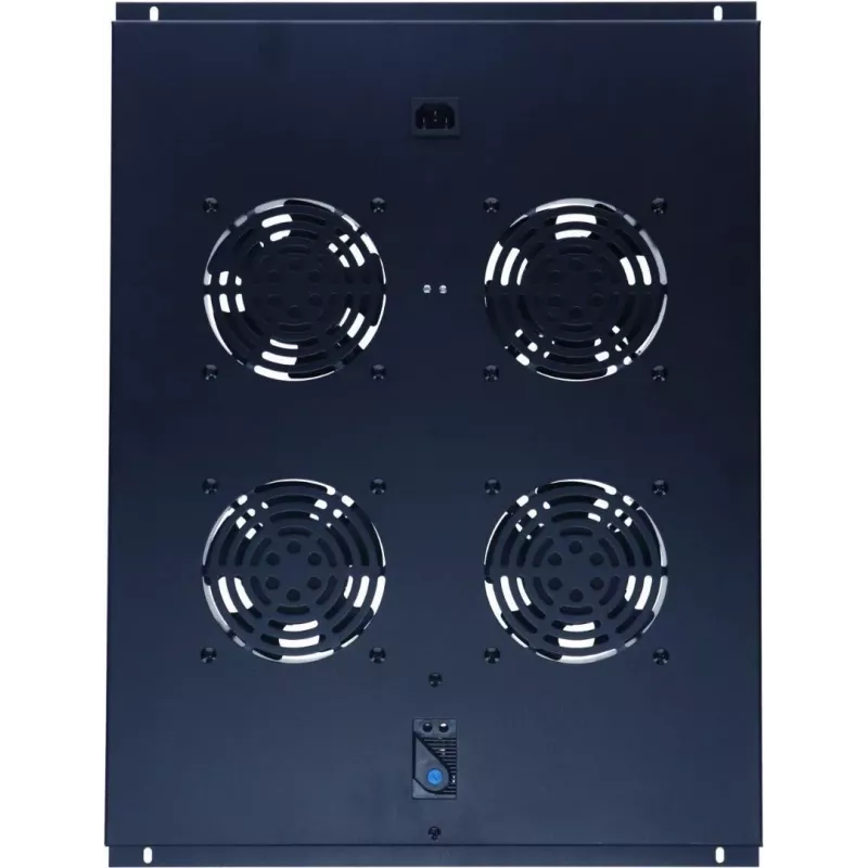 DSIT DS-FT80 Unidade de arrefecimento de rack de servidor com 4 ventoinhas e termostato para armários de 800 mm de profundidade, 1U, 230V, preto