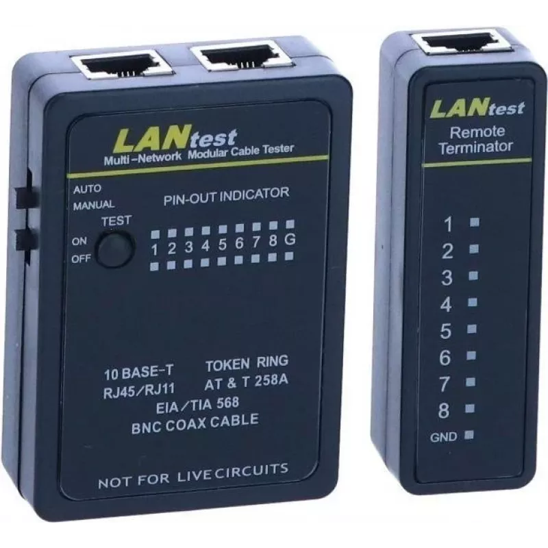 Testador de cabos de rede DSIT DC-CABLETEST-PRO para U/UTP, F/UTP e SF/UTP, Cat5/Cat6