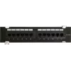Patch panel de montagem na parede DSIT CAT 6a, 12 portas UTP, preto