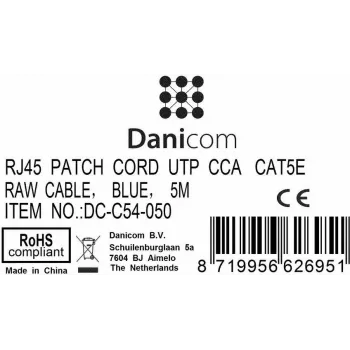 Cabo de rede patch DSIT CAT 5e U/UTP, 5 m, azul, CCA, RJ45 (DC-C54-050)