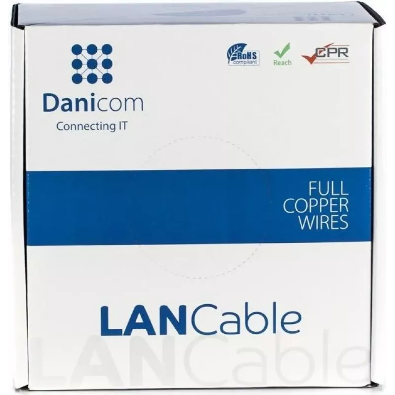 Cabo de instalação de rede DSIT DANICOM CAT6A S/FTP 100m LSZH Fca em rolo