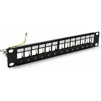 Patch panel Keystone STP DSIT DS10-Patch-12STP de 10 polegadas, 12 portas, blindado, 1U, preto