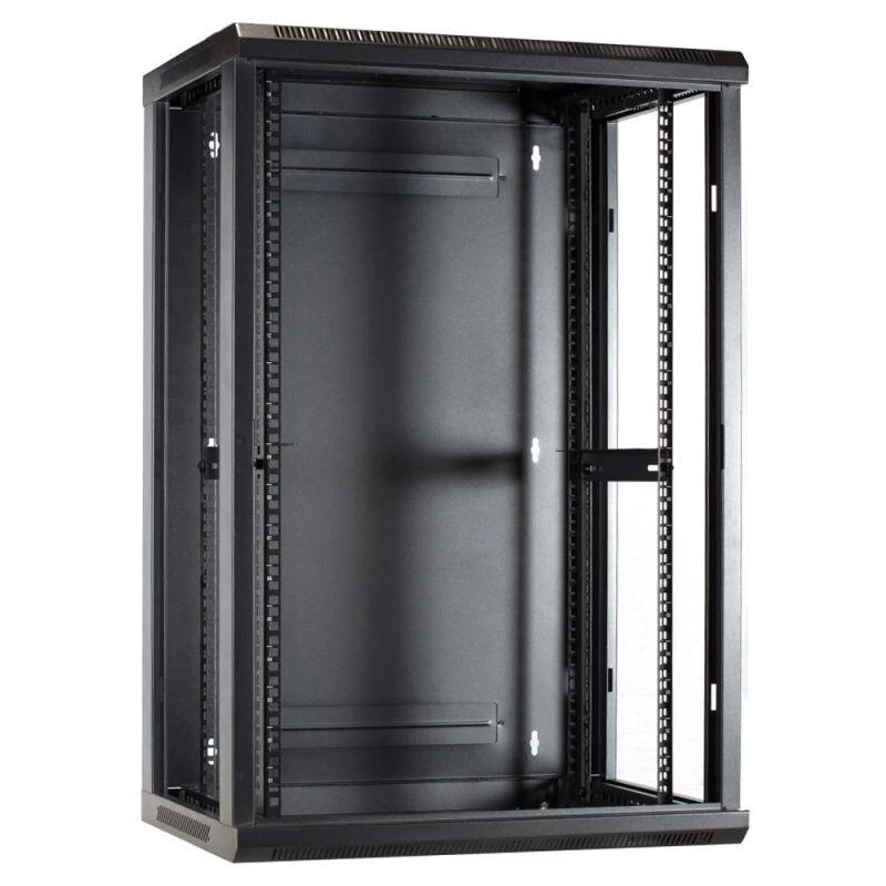 Armário servidor de parede DSIT 18U com porta metálica, 600x450x900 mm, preto