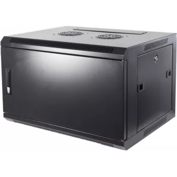 Armário servidor de parede DSIT DS6406M 6U com porta metálica, 600x450x367 mm, preto
