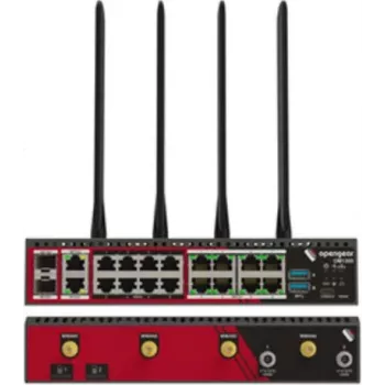 Módulo série RS232 de 4 portas Opengear OM1304-4E com switch Ethernet Gigabit de 4 portas, pinagem X1/X2 selecionável por software