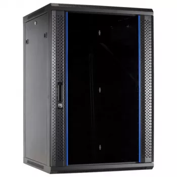 Armário servidor de parede DSIT 27U com porta de vidro, 600x600x1300 mm, preto
