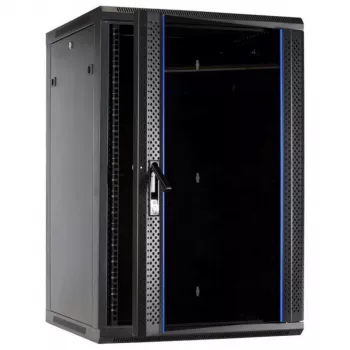 Armário servidor de parede DSIT 27U com porta de vidro, 600x600x1300 mm, preto